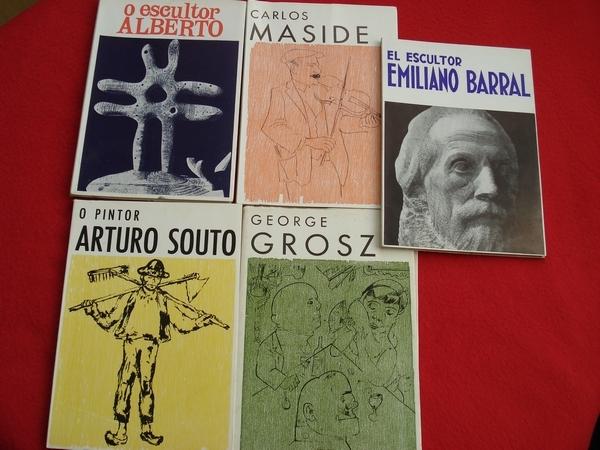 Lote de 5 libros: O escultor Alberto- Arturo Souto- George Grosz- Emiliano Barral- Carlos Maside