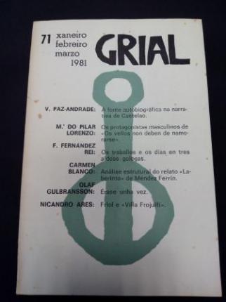 GRIAL. Revista Galega de Cultura. Nmero 71. Xaneiro, febreiro, marzo 1981 - Ver los detalles del producto